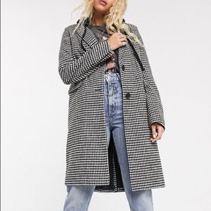 Bershka longline tailored coat in houndstooth